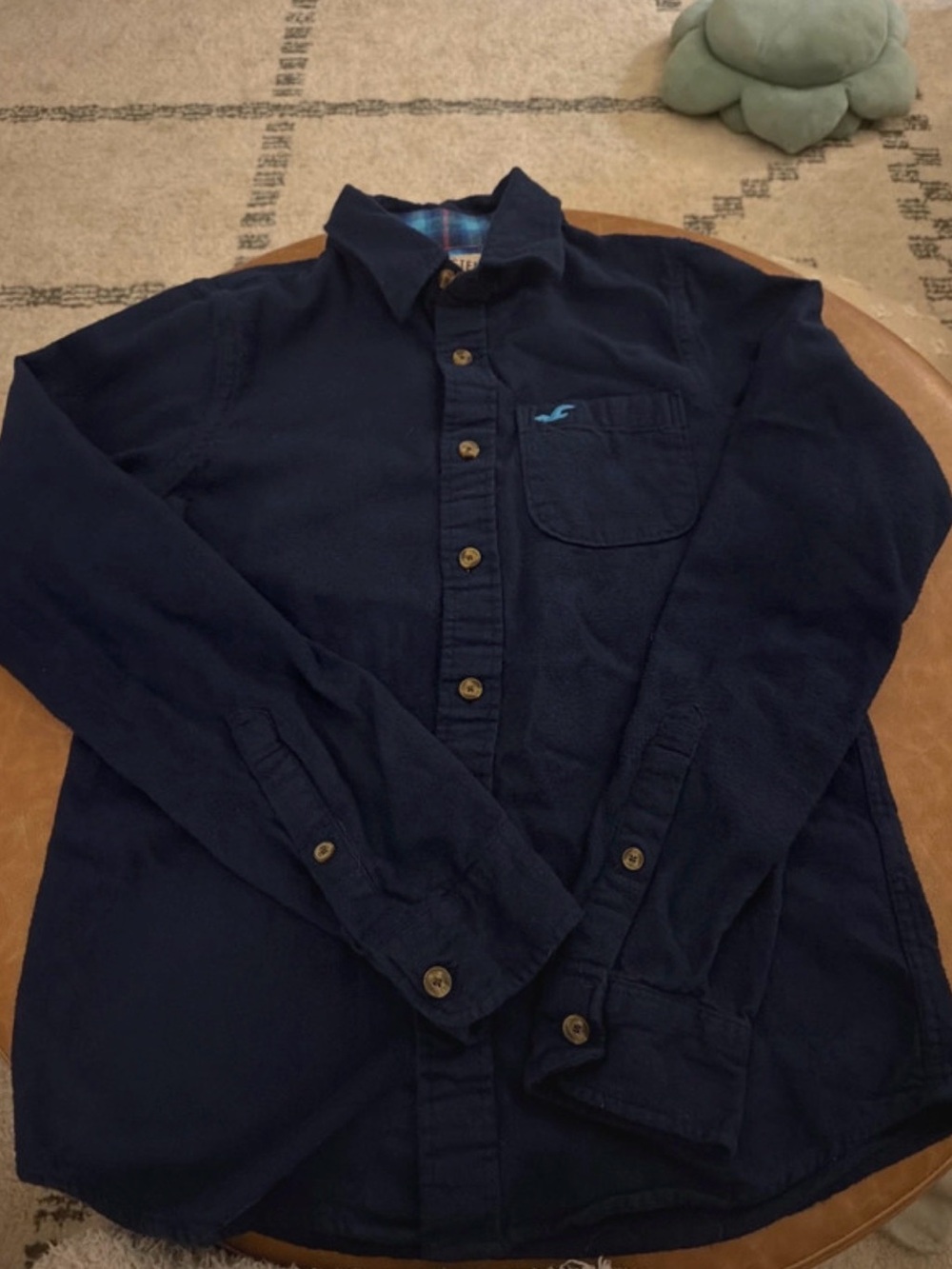 Hollister Men's Dark Navy Button-Down Casual Shirt